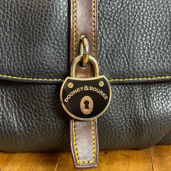 Dooney And Burke Samba Black Pebbled Leather Logo Lock Hobo Shoulder Bag - Picture 2 of 13